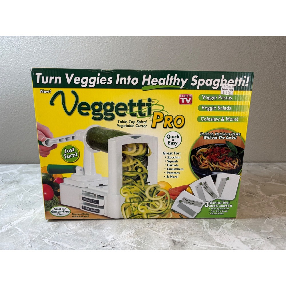 Veggetti Pro Table-Top Spiral Vegetable Cutter 3 Stainless‎ Steel Blades White